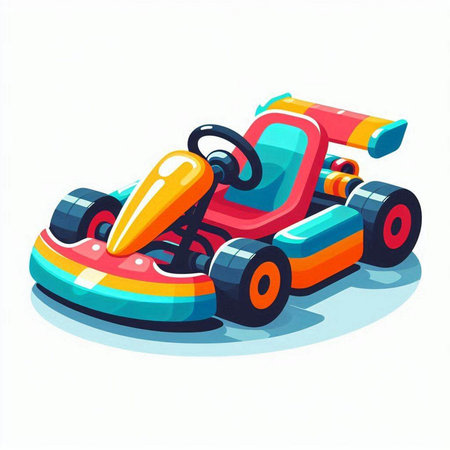 Cartoon kart isolated on a white background. Vector illustration.のイラスト素材