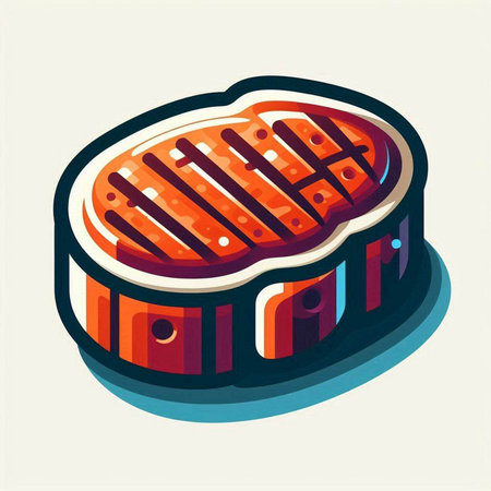 Steak isometric icon. Vector illustration of a piece of meat.のイラスト素材