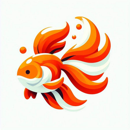 Goldfish on a white background. Illustration of goldfish.のイラスト素材