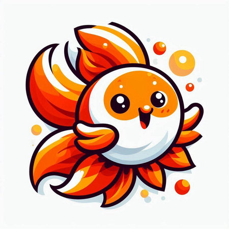 Cute cartoon kawaii orange bird isolated on white background. Vector illustration.のイラスト素材