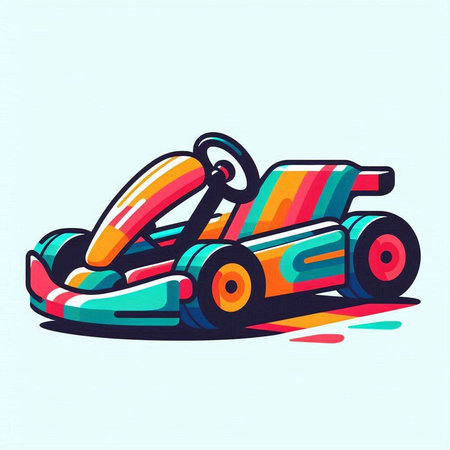 Funny toy car on colorful background, vector illustration. Cartoon style.のイラスト素材