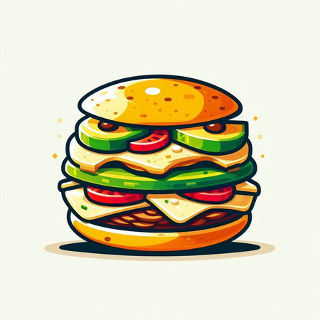 Illustration of a hamburger on a white background, vector illustrationのイラスト素材