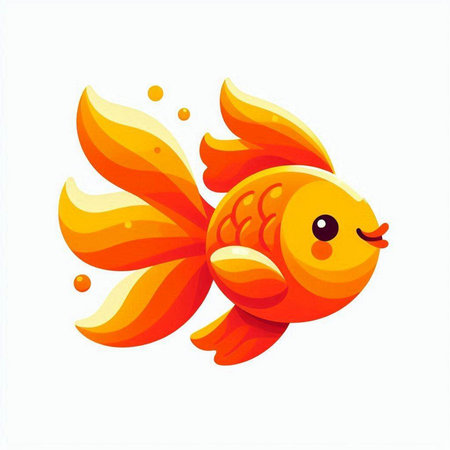 Cute cartoon goldfish. Vector illustration isolated on white background.のイラスト素材