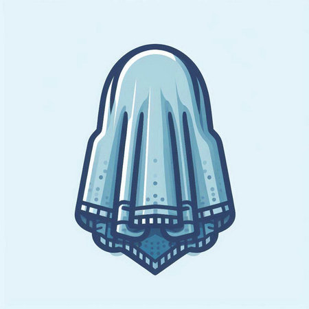 Illustration of a hand-drawn towel on a light blue backgroundのイラスト素材