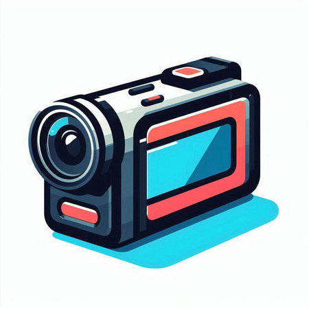 Digital camera on a white background. Vector illustration in cartoon style.のイラスト素材