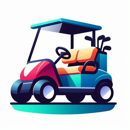 Golf cart on a white background. Vector illustration. Eps 10.のイラスト素材