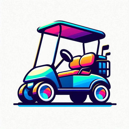 Golf cart vector illustration isolated on white background. Golf cart icon.のイラスト素材