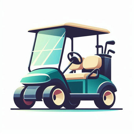 Golf cart. Vector illustration in cartoon style. Isolated on white background.のイラスト素材