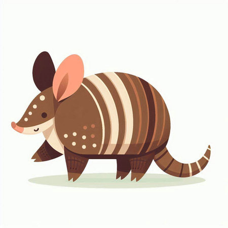 Cute cartoon armadillo. Vector illustration isolated on white background.のイラスト素材