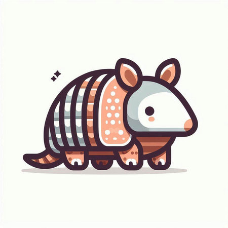 Cute cartoon armadillo. Vector illustration on white background.のイラスト素材