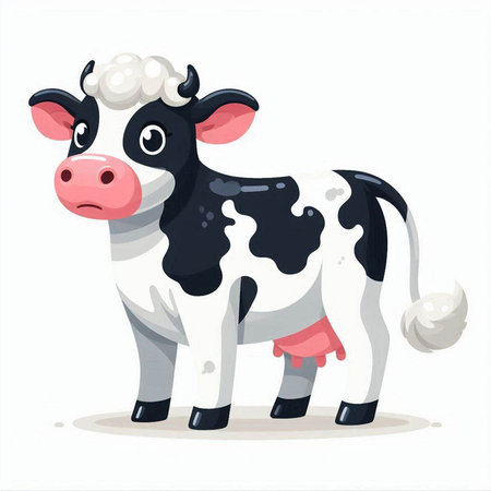 Cute cartoon cow isolated on a white background. Vector illustration.のイラスト素材