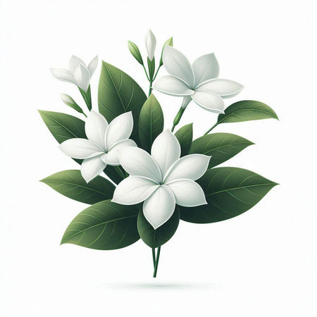 Bouquet of white flowers on a white background. Vector illustration.のイラスト素材