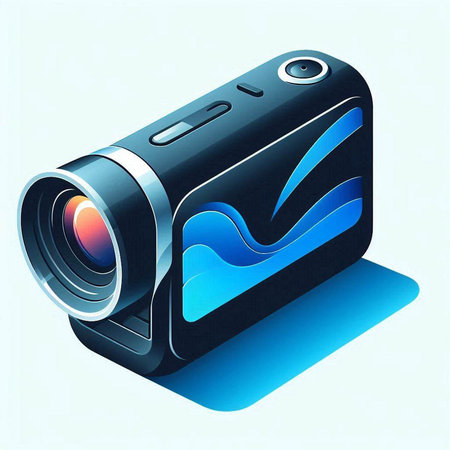 vector illustration of a digital camera on a blue background with a gradientのイラスト素材