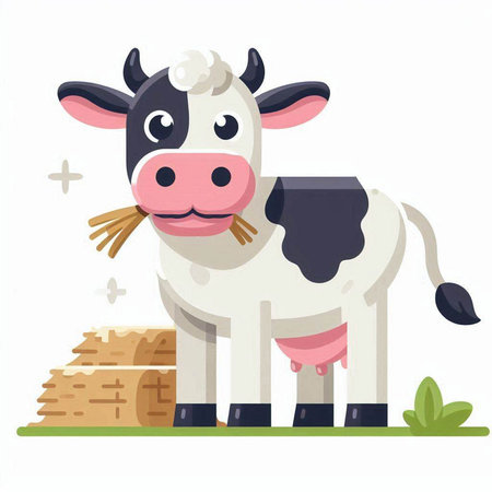Cute cartoon cow. Vector illustration isolated on a white background.のイラスト素材