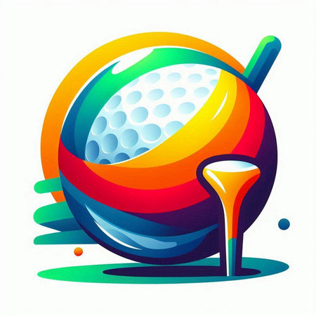 Golf ball and golf club on a white background. Vector illustration.のイラスト素材