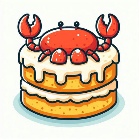Illustration of a cartoon crab cake isolated on a white background.のイラスト素材