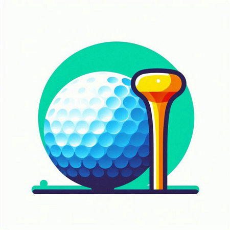 Golf ball and tee on the green background. Vector illustration.のイラスト素材