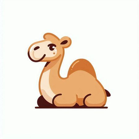 Cute cartoon camel. Vector illustration isolated on a white background.のイラスト素材