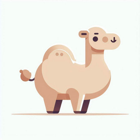 Cute camel on a white background. Vector illustration in flat style.のイラスト素材