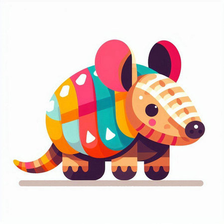 Armadillo. Colorful vector illustration isolated on white background.のイラスト素材