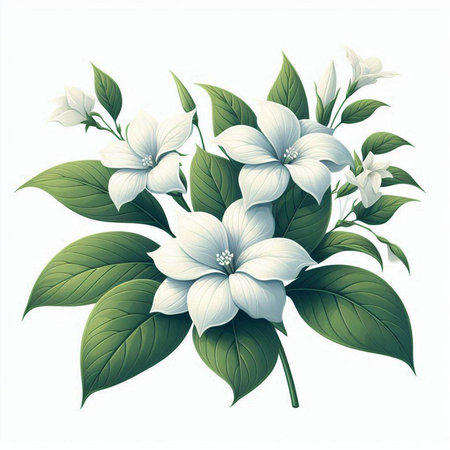 Bouquet of white flowers on a white background. Vector illustration.のイラスト素材