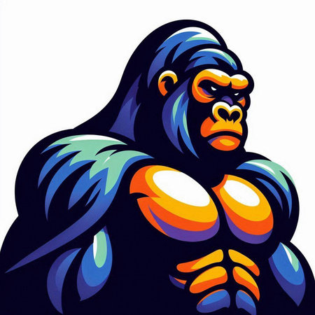 Gorilla in front of a white background. Vector illustration.のイラスト素材
