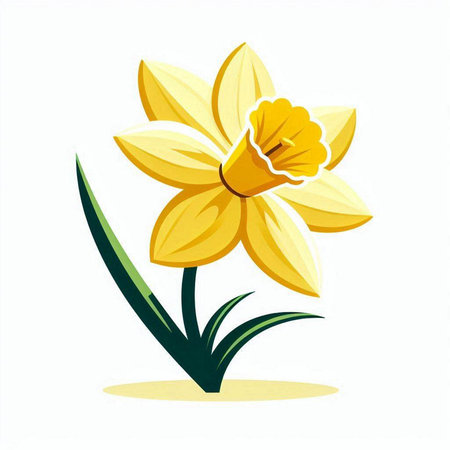yellow daffodil on a white background. vector illustration.のイラスト素材