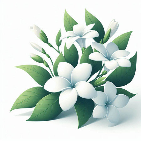 Plumeria flowers bouquet on white background. Vector illustration.のイラスト素材