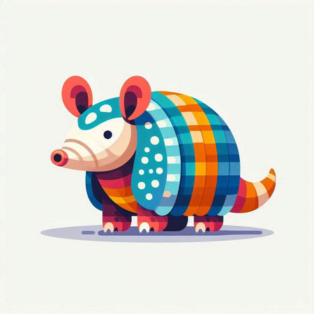 Cute cartoon armadillo. Vector illustration in flat style.のイラスト素材