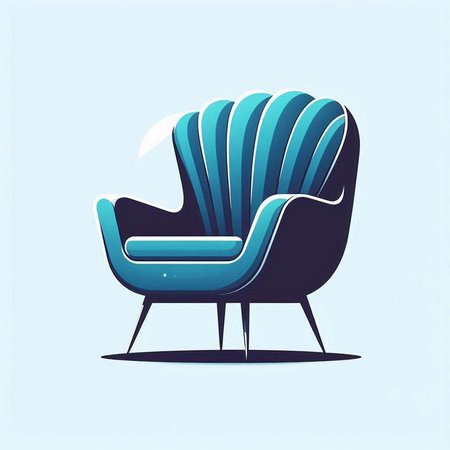 Illustration of modern armchair in blue colors. Vector illustration.のイラスト素材