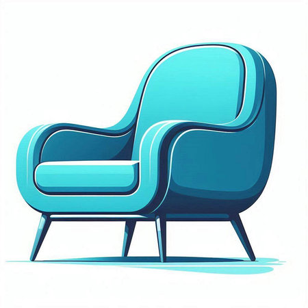 Comfortable blue armchair on a white background. Vector illustration.のイラスト素材