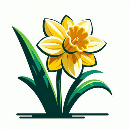 Daffodil. Vector illustration. Isolated on white background.のイラスト素材