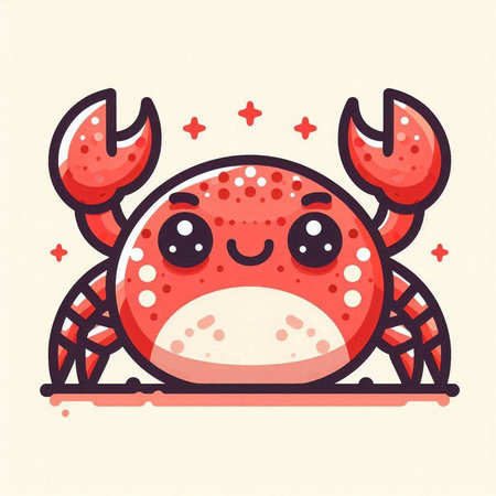 Cute cartoon crab. Vector illustration isolated on white background. Flat style.のイラスト素材
