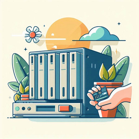 Vector illustration of modern flat design concept of big data storage, cloud computing.のイラスト素材