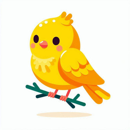 Cute yellow bird isolated on a white background. Vector illustration.のイラスト素材