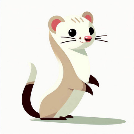 Cute ferret isolated on a white background. Vector illustration.のイラスト素材