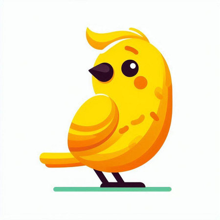 Cute yellow bird on white background. Vector illustration in flat style.のイラスト素材