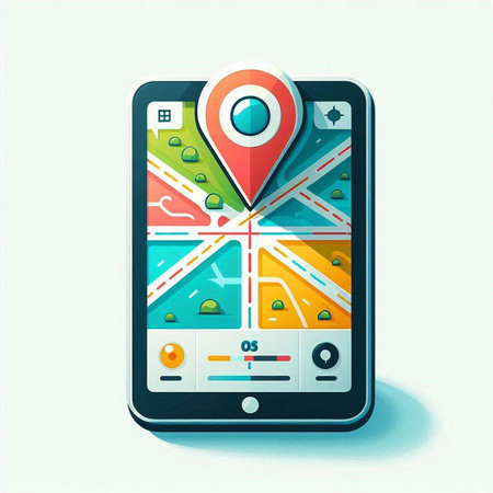 Smartphone with gps navigation map on screen. Vector illustration.のイラスト素材