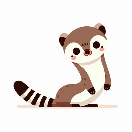Cute raccoon cartoon character. Vector illustration isolated on white background.のイラスト素材