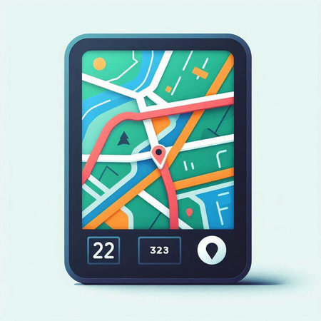 GPS navigation map on a touch screen mobile phone. Vector illustration.のイラスト素材