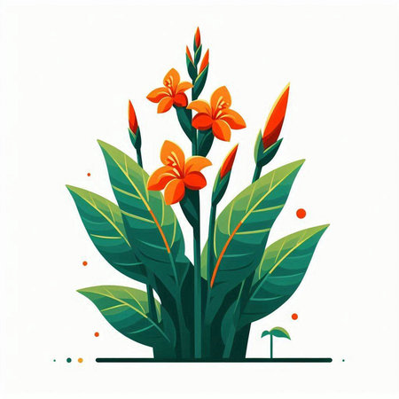Canna flower isolated on a white background. Vector illustration in flat style.のイラスト素材