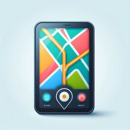 GPS navigation on a modern touch screen smartphone. Vector illustration.のイラスト素材