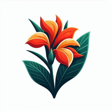 Beautiful orange tropical flower isolated on white background. Vector illustration.のイラスト素材