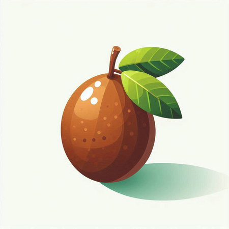 Santol fruit with green leaves on white background. Vector illustration.のイラスト素材