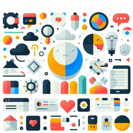 Flat design modern vector illustration concept of social media, multimedia, digital marketing, internet communication, social network, mobile app and social media.のイラスト素材