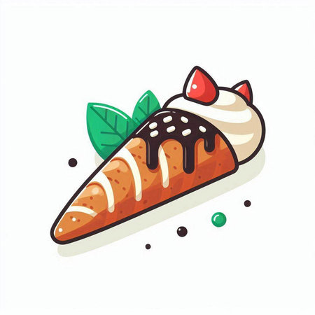 Cake with cream and chocolate on white background. Vector illustration.のイラスト素材