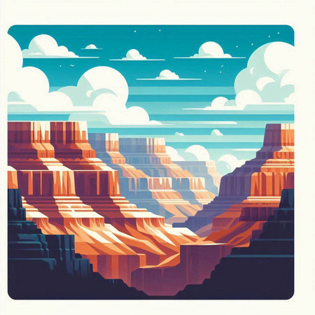 Landscape with mountains and clouds. Vector illustration in retro style.のイラスト素材