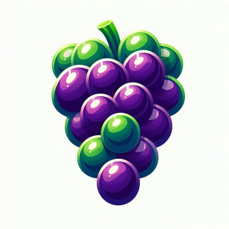 Illustration of a bunch of grapes isolated on a white background.のイラスト素材