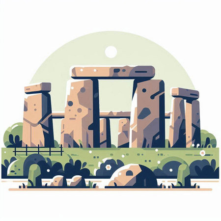 Stonehenge, United Kingdom. Vector illustration in flat style.のイラスト素材