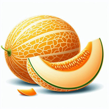 Melon on a white background, vector illustration, eps10のイラスト素材